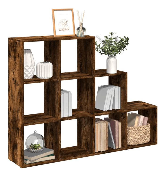Étagère séparatrice de pièce 3 niveaux chêne fumé | Mobilier & Déco