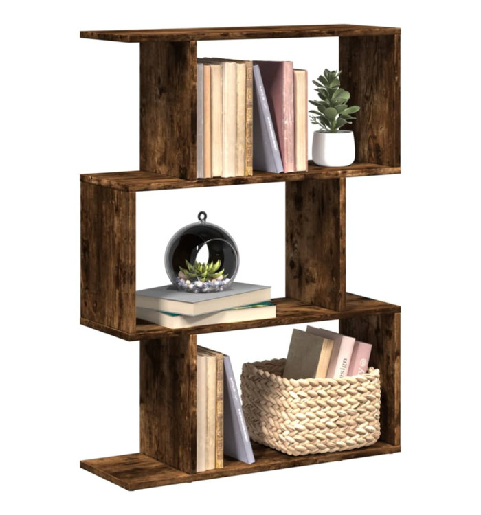 Étagère séparatrice de pièce à 3 niveaux chêne fumé 70x24x97 cm | Mobilier & Déco