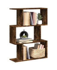 Étagère séparatrice de pièce à 3 niveaux chêne fumé 70x24x97 cm | Mobilier & Déco