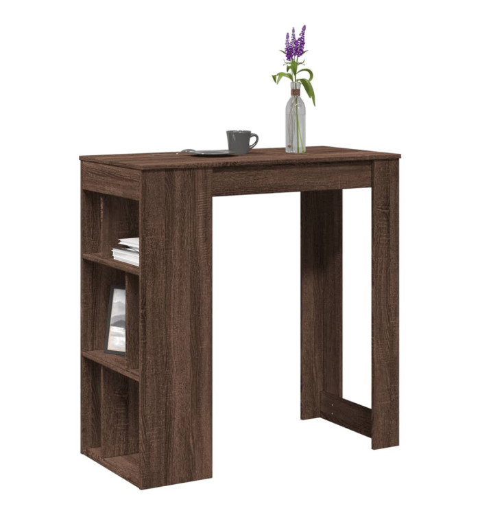 Table de bar avec étagères chêne marron bois d'ingénierie | Mobilier & Déco