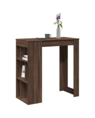 Table de bar avec étagères chêne marron bois d'ingénierie | Mobilier & Déco