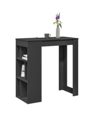 Table de bar avec étagères noir bois d'ingénierie | Mobilier & Déco