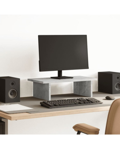 Support de moniteur gris béton 50x27x15 cm bois d'ingénierie | Mobilier & Déco