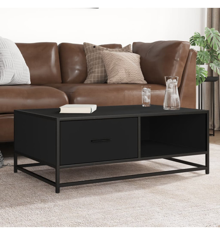 Table basse noir 90x57x35 cm bois d'ingénierie et métal | Mobilier & Déco