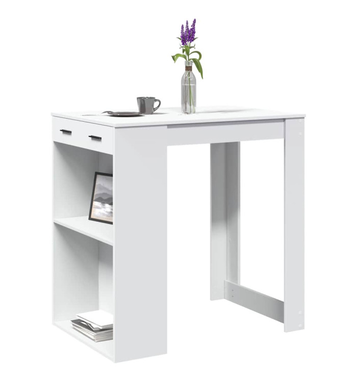 Table de bar blanc 102x70x103,5 cm bois d'ingénierie | Mobilier & Déco