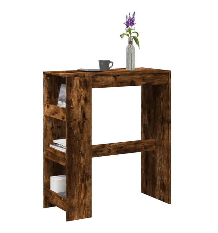 Table de bar avec étagères chêne fumé bois d'ingénierie | Mobilier & Déco