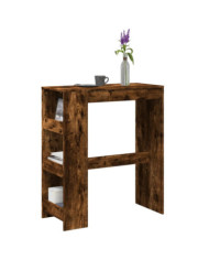 Table de bar avec étagères chêne fumé bois d'ingénierie | Mobilier & Déco