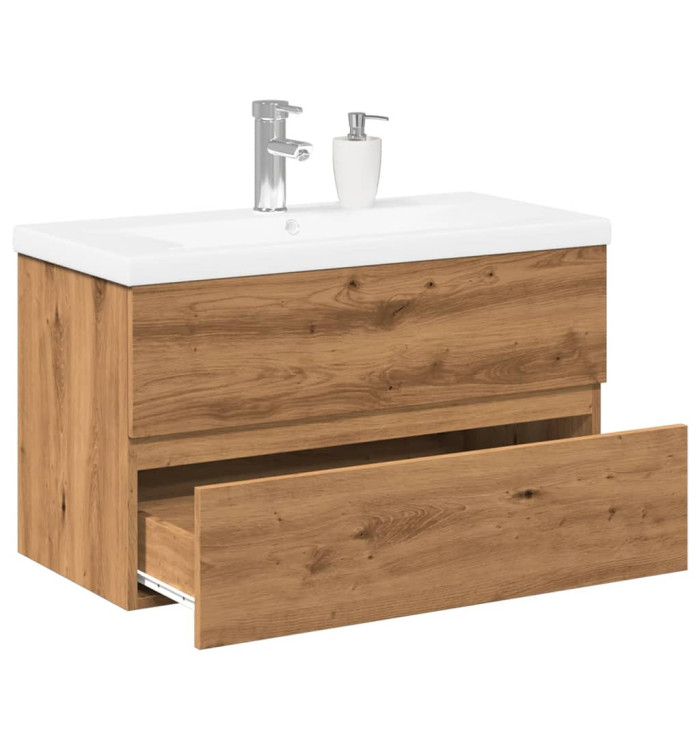 Armoire lavabo avec bassin intégré chêne artisanal | Mobilier & Déco