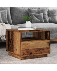 Table basse avec lumières LED vieux bois 50x49x40 cm | Mobilier & Déco
