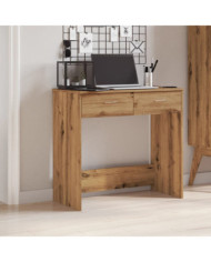 Bureau chêne artisanal 80x40x75 cm bois d'ingénierie | Mobilier & Déco