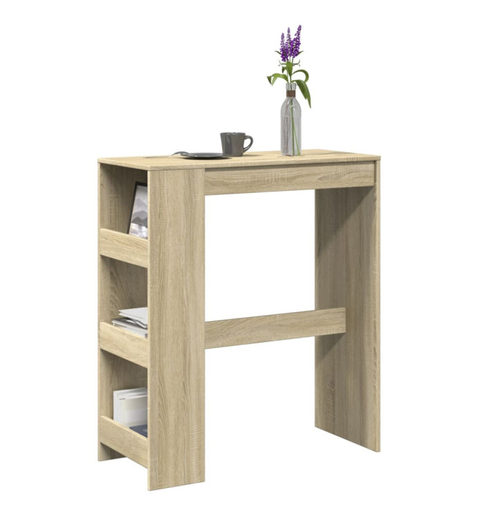 Table de bar avec étagères chêne sonoma bois d'ingénierie | Mobilier & Déco