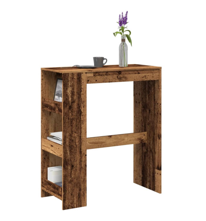 Table de bar avec étagères vieux bois bois d'ingénierie | Mobilier & Déco
