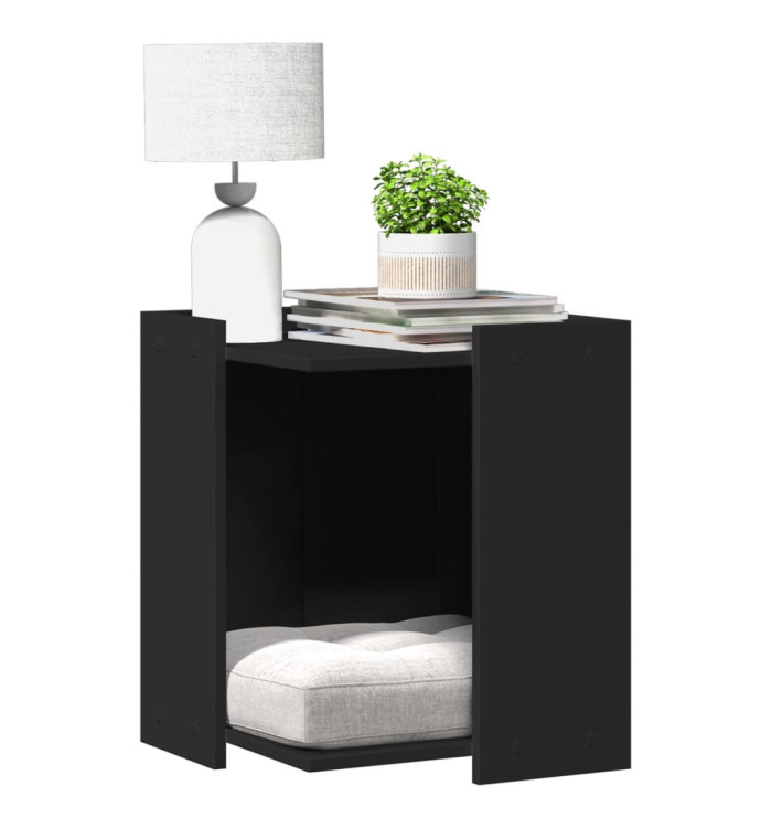 Meuble de bac à litière pour chat noir bois d'ingénierie | Mobilier & Déco