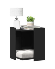 Meuble de bac à litière pour chat noir bois d'ingénierie | Mobilier & Déco