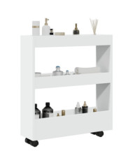 Chariot de rangement étroit 3 niveaux blanc bois d'ingénierie | Mobilier & Déco