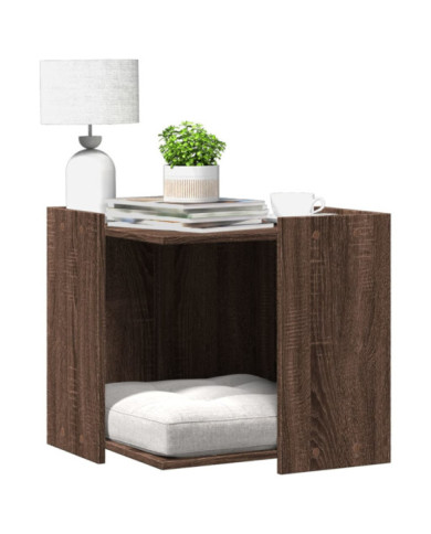Meuble de bac à litière pour chat chêne marron bois ingénierie | Mobilier & Déco