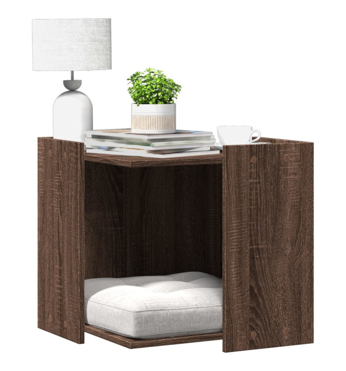 Meuble de bac à litière pour chat chêne marron bois ingénierie | Mobilier & Déco