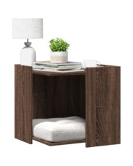 Meuble de bac à litière pour chat chêne marron bois ingénierie | Mobilier & Déco