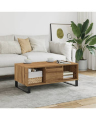Table basse chêne artisanal 90x50x36,5 cm bois d'ingénierie | Mobilier & Déco