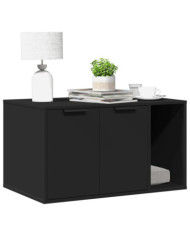 Meuble de bac à litière pour chat noir bois d'ingénierie | Mobilier & Déco