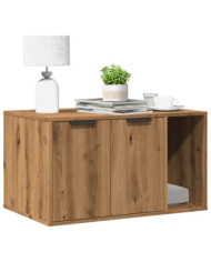 Meuble de bac à litière pour chat chêne artisanal 80x50x45 cm | Mobilier & Déco