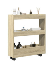 Chariot de rangement étroit 3 niveaux chêne sonoma | Mobilier & Déco