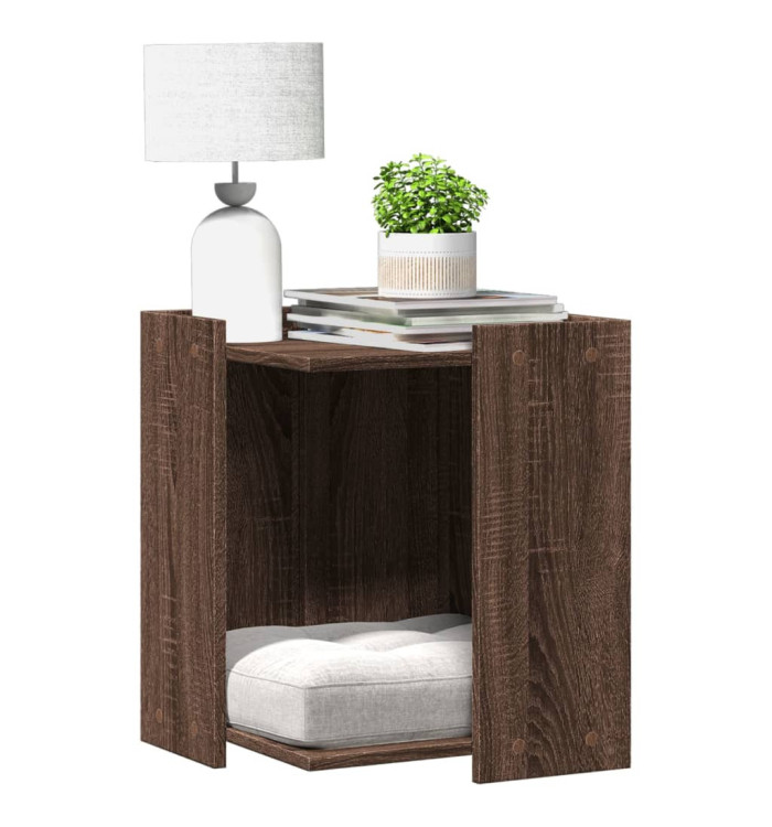 Meuble de bac à litière pour chat chêne marron bois ingénierie | Mobilier & Déco