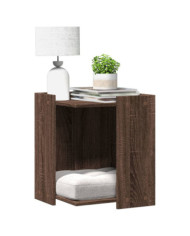 Meuble de bac à litière pour chat chêne marron bois ingénierie | Mobilier & Déco