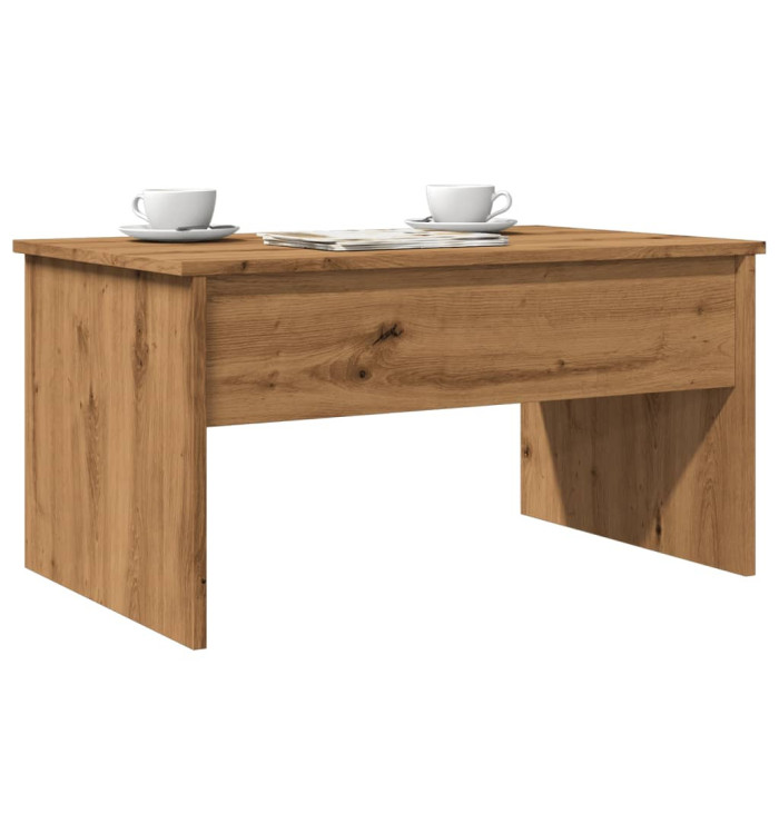 Table basse chêne artisanal 80x50,5x41,5 cm bois d'ingénierie | Mobilier & Déco
