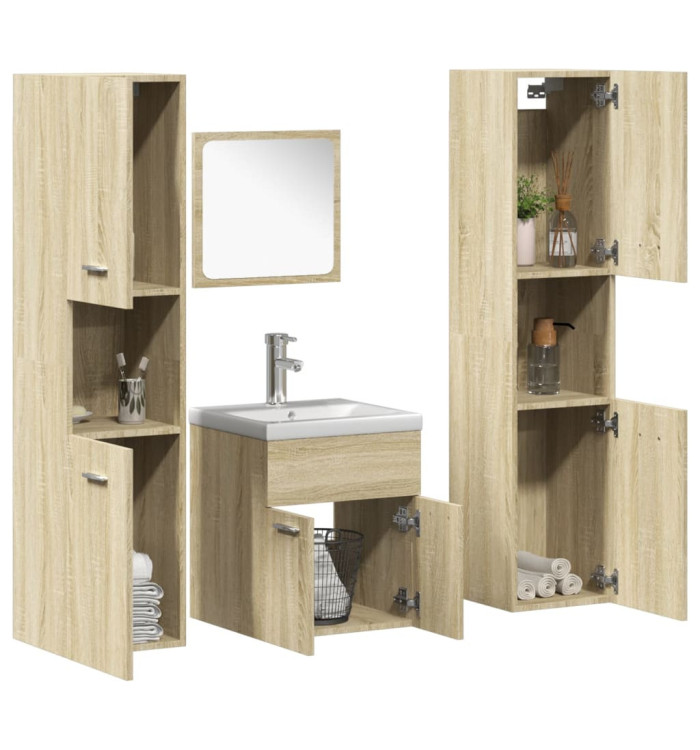 Ensemble de meubles de salle de bain 5 pcs chêne sonoma | Mobilier & Déco