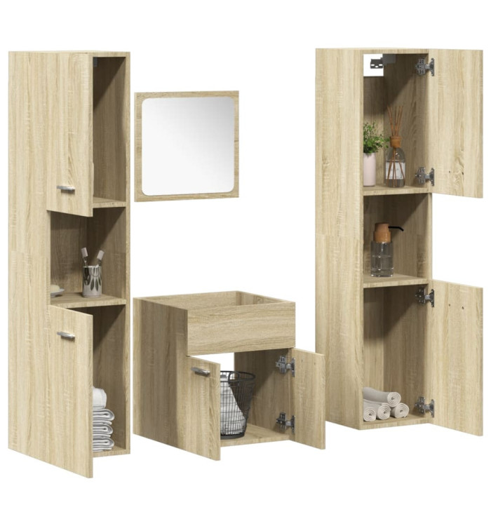 Ensemble de meubles de salle de bain 4 pcs chêne sonoma | Mobilier & Déco