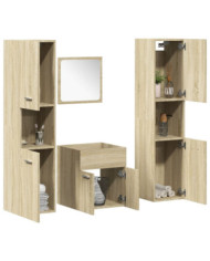 Ensemble de meubles de salle de bain 4 pcs chêne sonoma | Mobilier & Déco