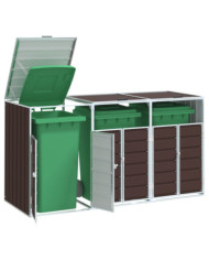 Rangement à roulettes pour poubelles pour trois bacs acier | Mobilier & Déco