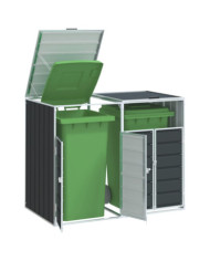Rangement à roulettes pour poubelles pour deux bacs acier | Mobilier & Déco