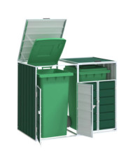 Rangement à roulettes pour poubelles pour deux bacs acier | Mobilier & Déco
