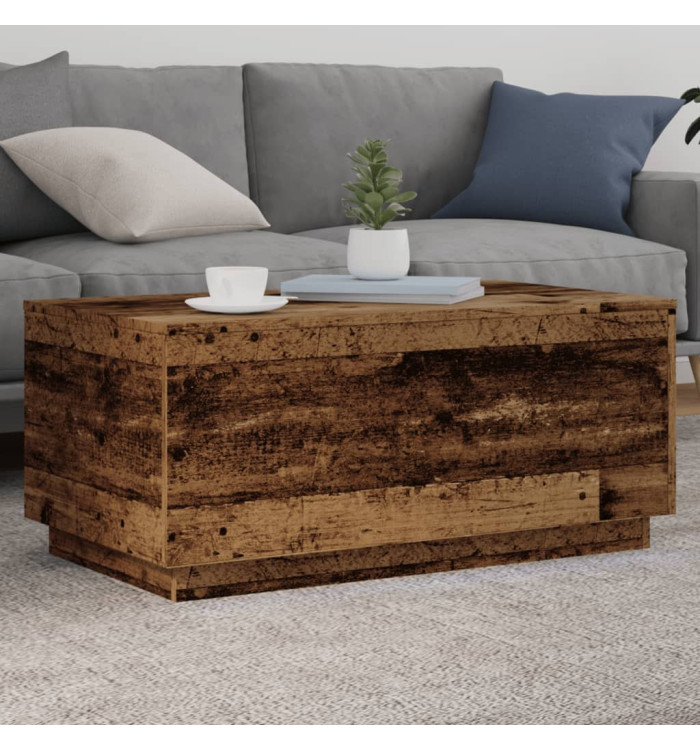Table basse avec lumières LED vieux bois 90x50x40 cm | Mobilier & Déco