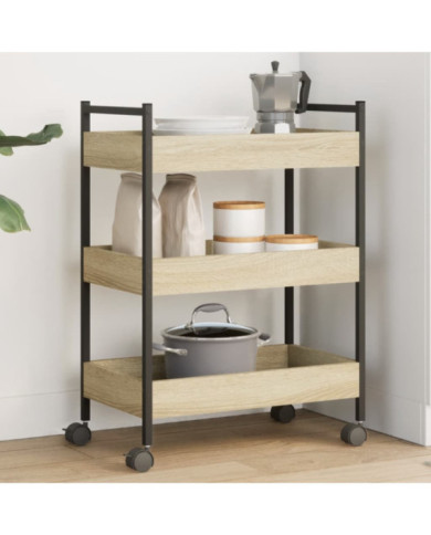 Chariot de cuisine chêne sonoma 50x30x70 cm bois d'ingénierie | Mobilier & Déco