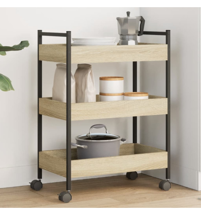 Chariot de cuisine chêne sonoma 50x30x70 cm bois d'ingénierie | Mobilier & Déco