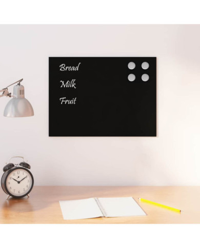 Tableau noir magnétique mural Noir 40x30 cm Verre trempé | Mobilier & Déco