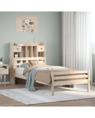 Lit bibliothèque sans matelas 90x200 cm bois de pin massif | Mobilier & Déco