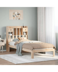 Lit bibliothèque sans matelas 90x190 cm bois de pin massif | Mobilier & Déco