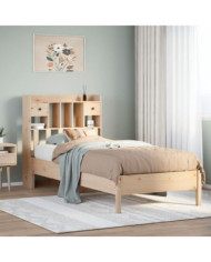 Lit bibliothèque sans matelas 90x190 cm bois de pin massif | Mobilier & Déco