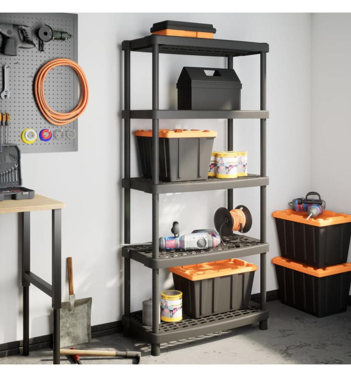 Étagère de rangement à 5 niveaux noir 93,5x45,5x194,5 cm PP | Mobilier & Déco