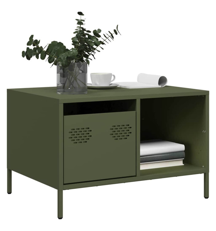 Table basse vert olive 68,5x50x43,5 cm acier laminé à froid | Mobilier & Déco