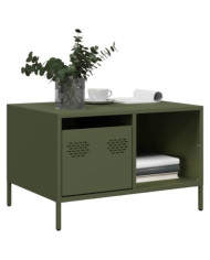 Table basse vert olive 68,5x50x43,5 cm acier laminé à froid | Mobilier & Déco