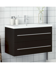 Armoire lavabo de salle de bain avec bassin intégré noir | Mobilier & Déco