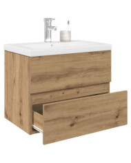 Meuble lavabo avec bassin et robinet intégrés chêne artisanal | Mobilier & Déco