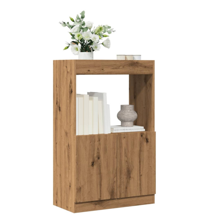 Buffet haut chêne artisanal 63x33x100 cm bois d'ingénierie | Mobilier & Déco