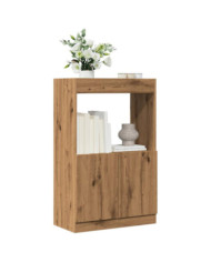 Buffet haut chêne artisanal 63x33x100 cm bois d'ingénierie | Mobilier & Déco