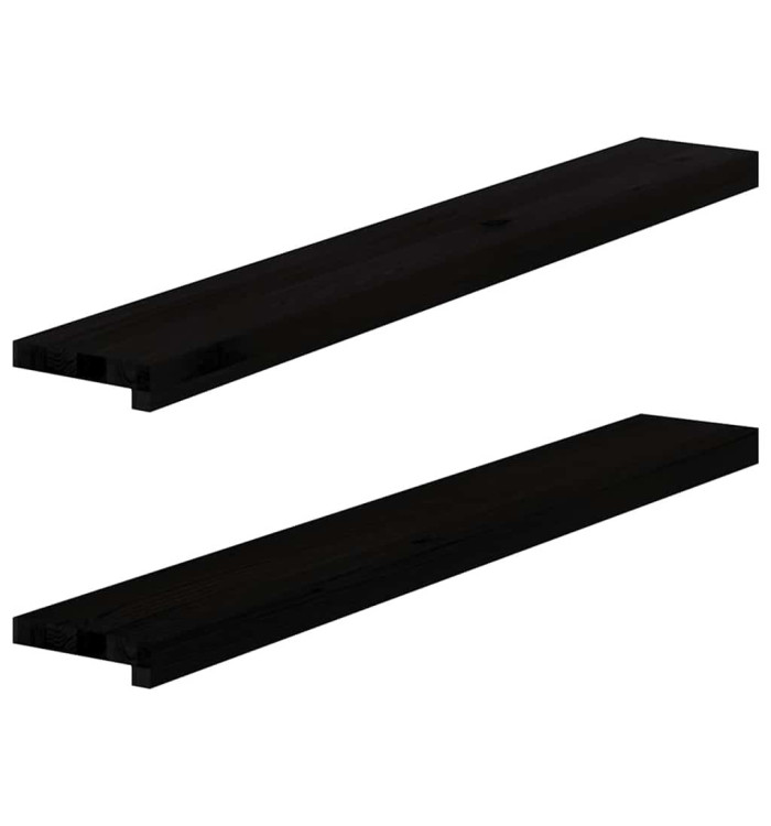 Appuis de fenêtre 2 pcs marron foncé bois de chêne massif | Mobilier & Déco
